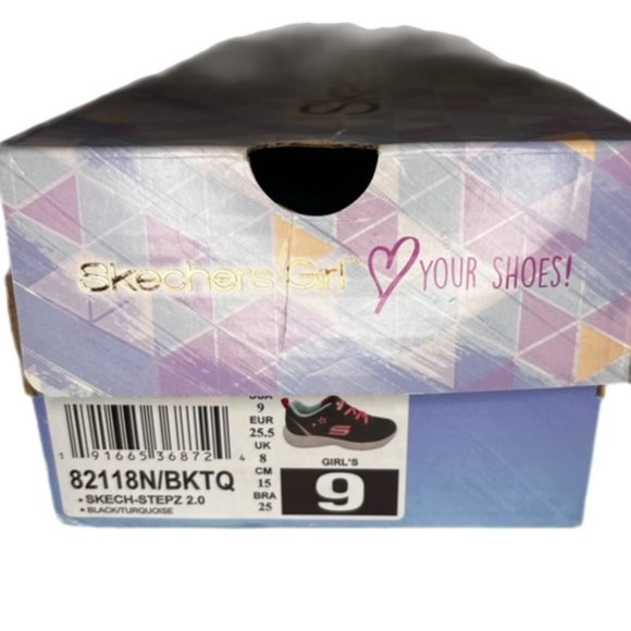 Skechers Girl Skech-Stepz 2.0 Sneakers Black/Turquoise Size 9 - Picture 10 of 11